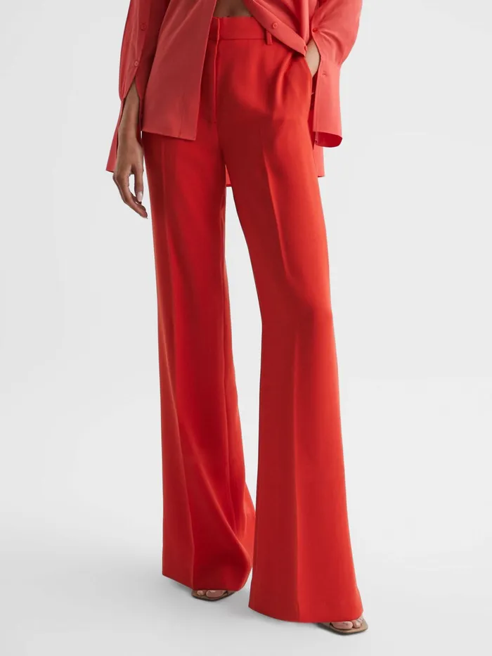 Reiss Trousers Maia Wide Leg Trousers Coral 8211 Women