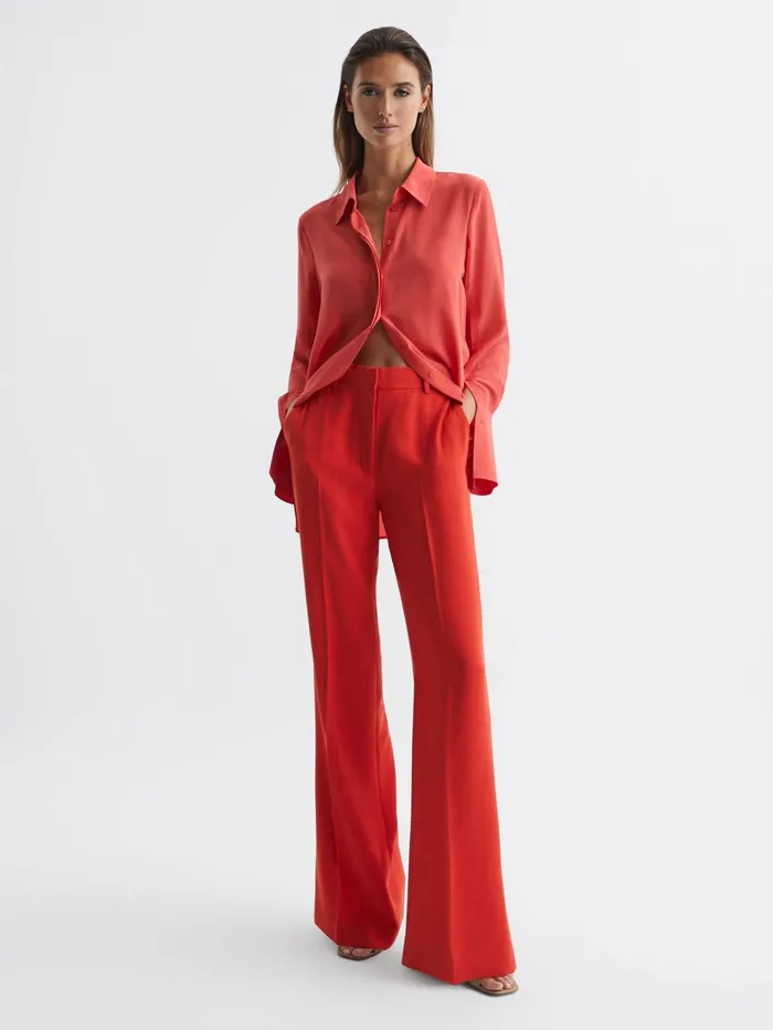 Reiss Trousers Maia Wide Leg Trousers Coral 8211 Women