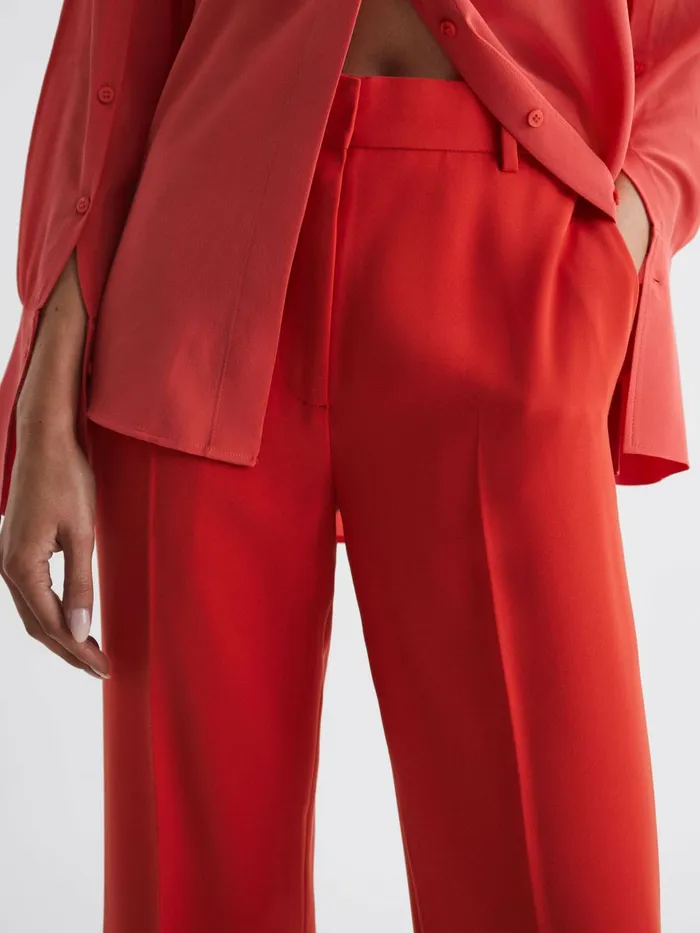 Reiss Trousers Maia Wide Leg Trousers Coral 8211 Women