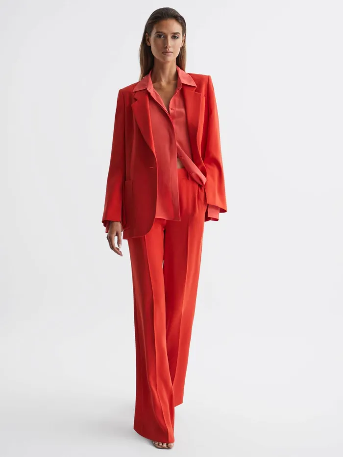 Reiss Trousers Maia Wide Leg Trousers Coral 8211 Women
