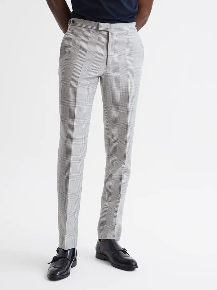 Reiss Trousers Matinee Wool Linen Blend Slim Fit Trousers Grey 8211 Men