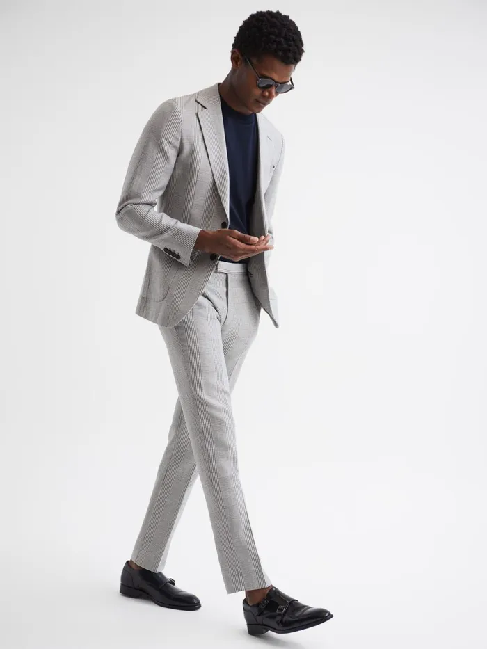 Reiss Trousers Matinee Wool Linen Blend Slim Fit Trousers Grey 8211 Men