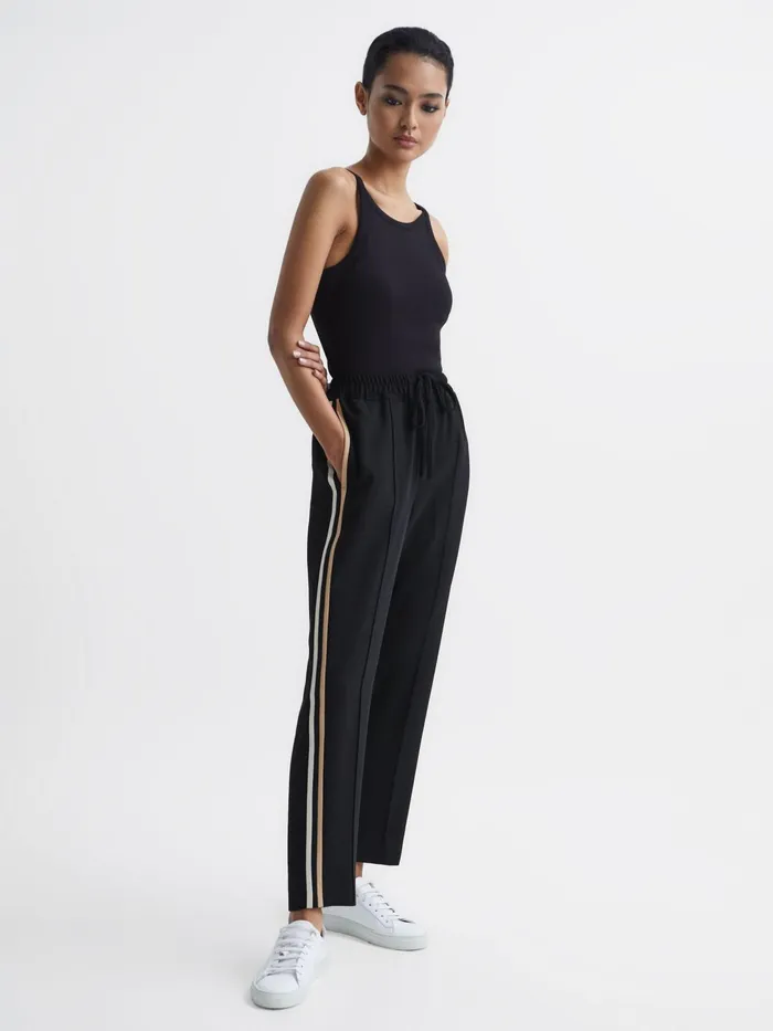 Reiss Trousers Odell Taper Tapered Leg Pullon Trousers Black 8211 Women