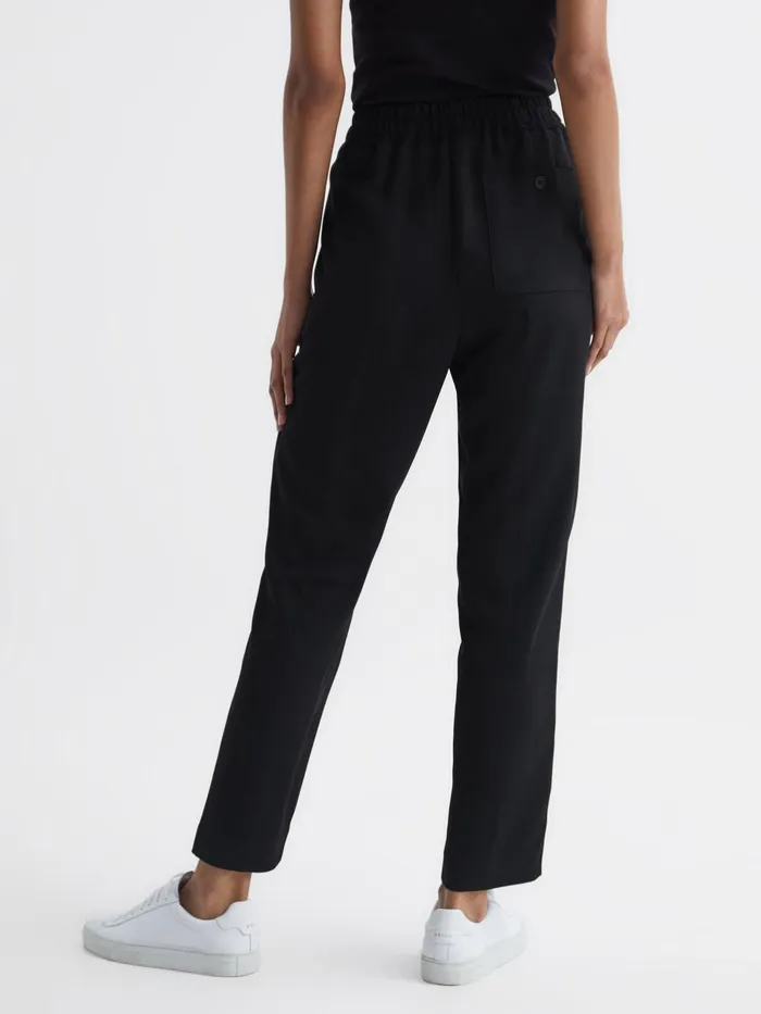 Reiss Trousers Odell Taper Tapered Leg Pullon Trousers Black 8211 Women