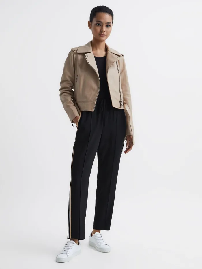 Reiss Trousers Odell Taper Tapered Leg Pullon Trousers Black 8211 Women