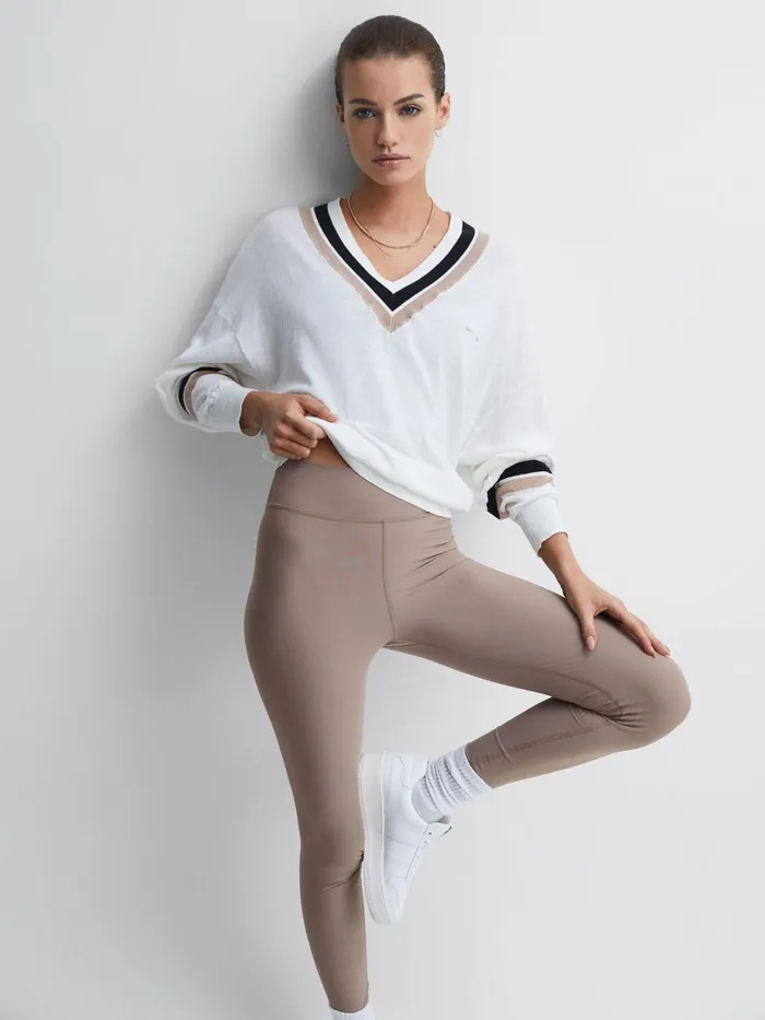 Reiss Trousers Peached The Upside Mid Rise Leggings Light Brown 8211 Women