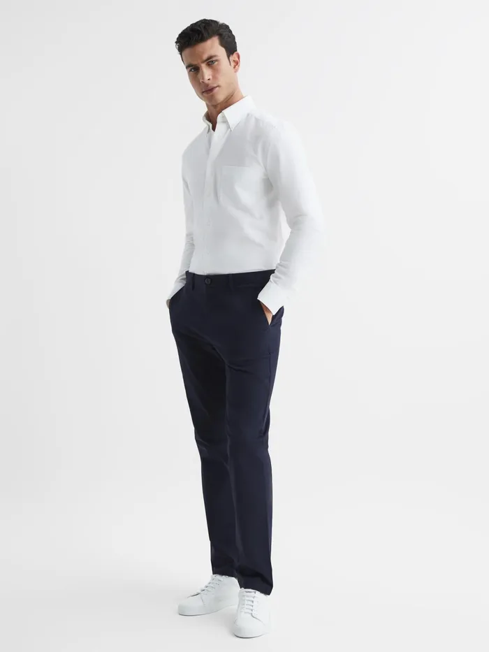 Reiss Trousers Pitch Slim Fit Washed Chinos Navy 8211 Men