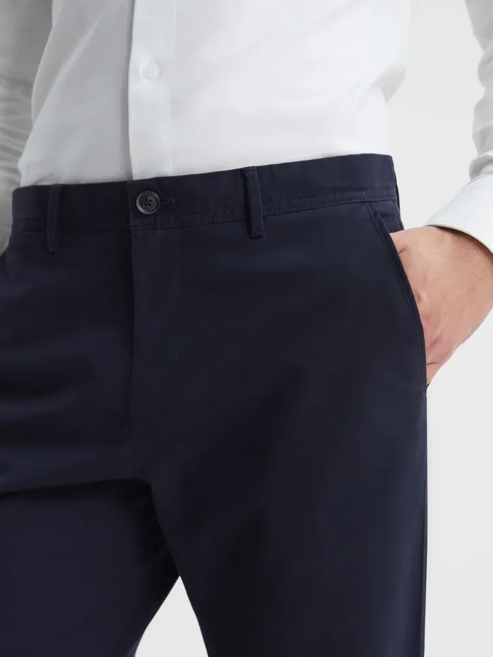 Reiss Trousers Pitch Slim Fit Washed Chinos Navy 8211 Men