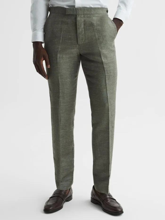 Reiss Trousers Riva WoolLinen Blend Trousers Sage 8211 Men