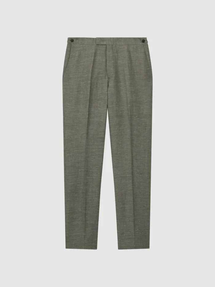 Reiss Trousers Riva WoolLinen Blend Trousers Sage 8211 Men