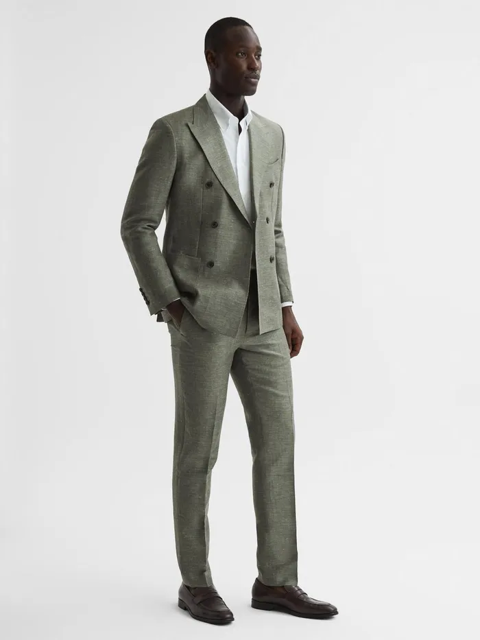 Reiss Trousers Riva WoolLinen Blend Trousers Sage 8211 Men