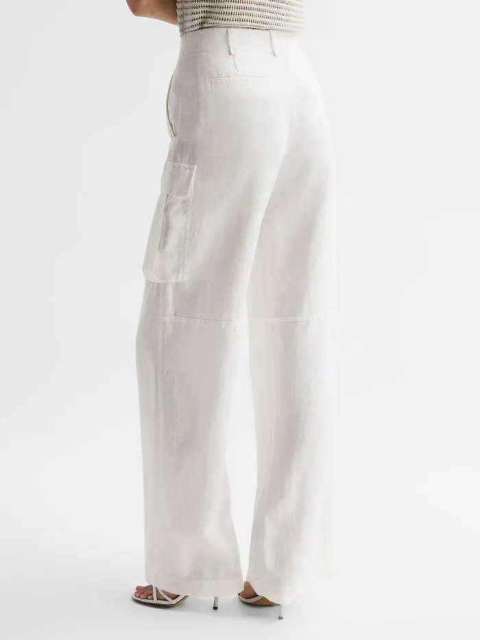 Reiss Trousers Robyn Linen Wide Leg Trousers White 8211 Women