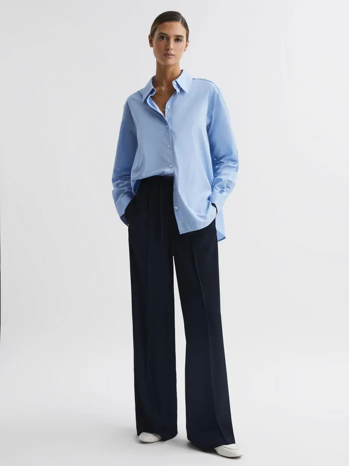 Reiss Trousers Rosalyn Wide Leg Drawstring Trousers Navy 8211 Women