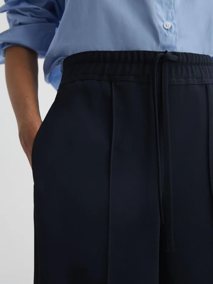 Reiss Trousers Rosalyn Wide Leg Drawstring Trousers Navy 8211 Women