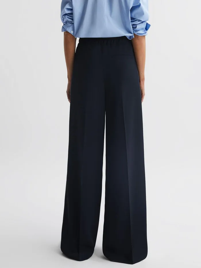 Reiss Trousers Rosalyn Wide Leg Drawstring Trousers Navy 8211 Women