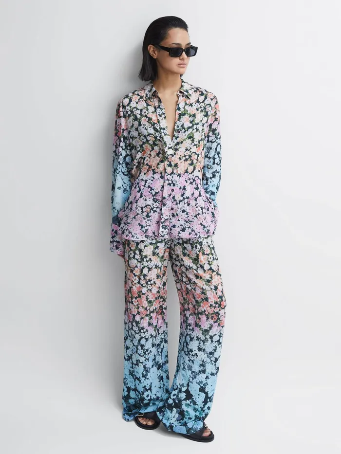 Reiss Trousers Serena Floral Print Wide Leg Trousers Multi 8211 Women