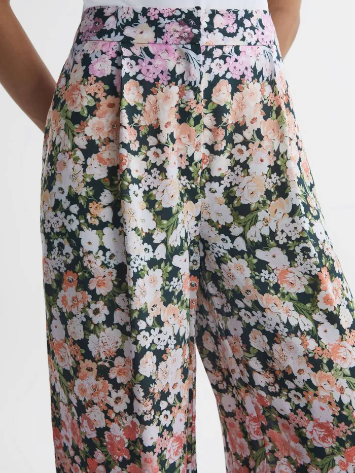 Reiss Trousers Serena Floral Print Wide Leg Trousers Multi 8211 Women