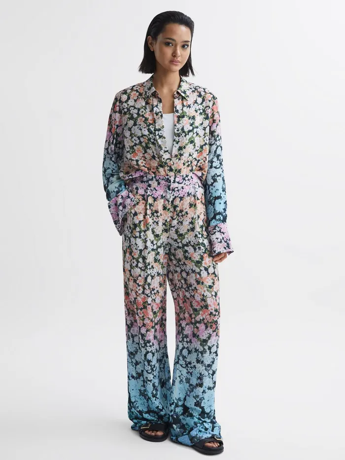 Reiss Trousers Serena Floral Print Wide Leg Trousers Multi 8211 Women