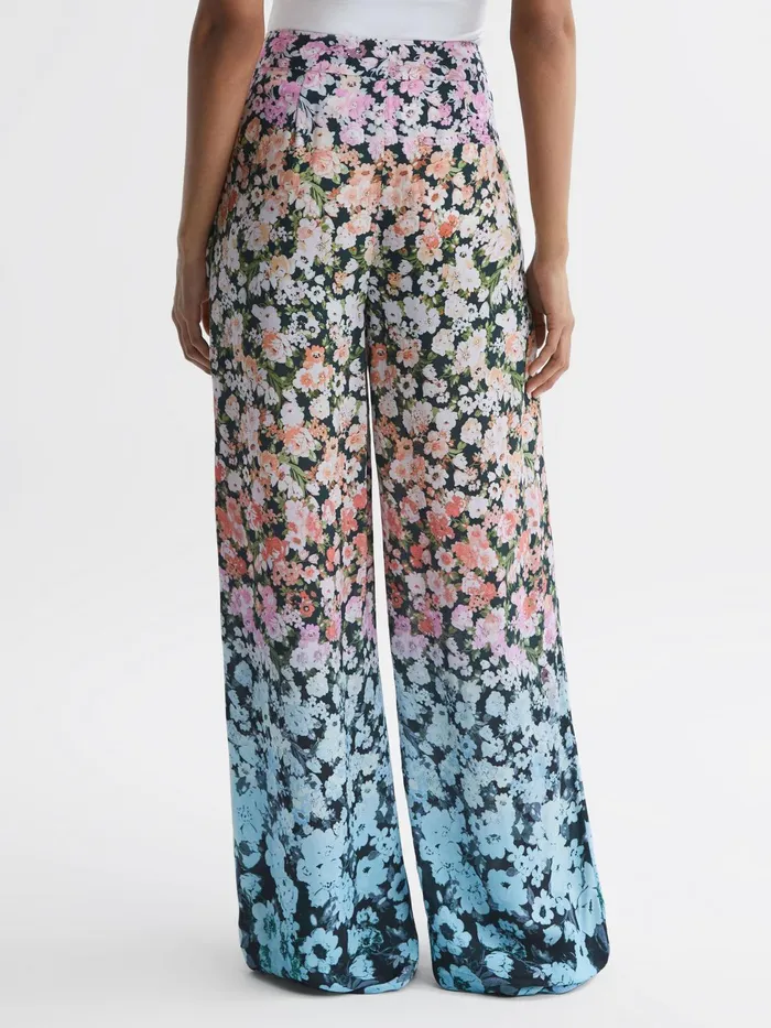 Reiss Trousers Serena Floral Print Wide Leg Trousers Multi 8211 Women