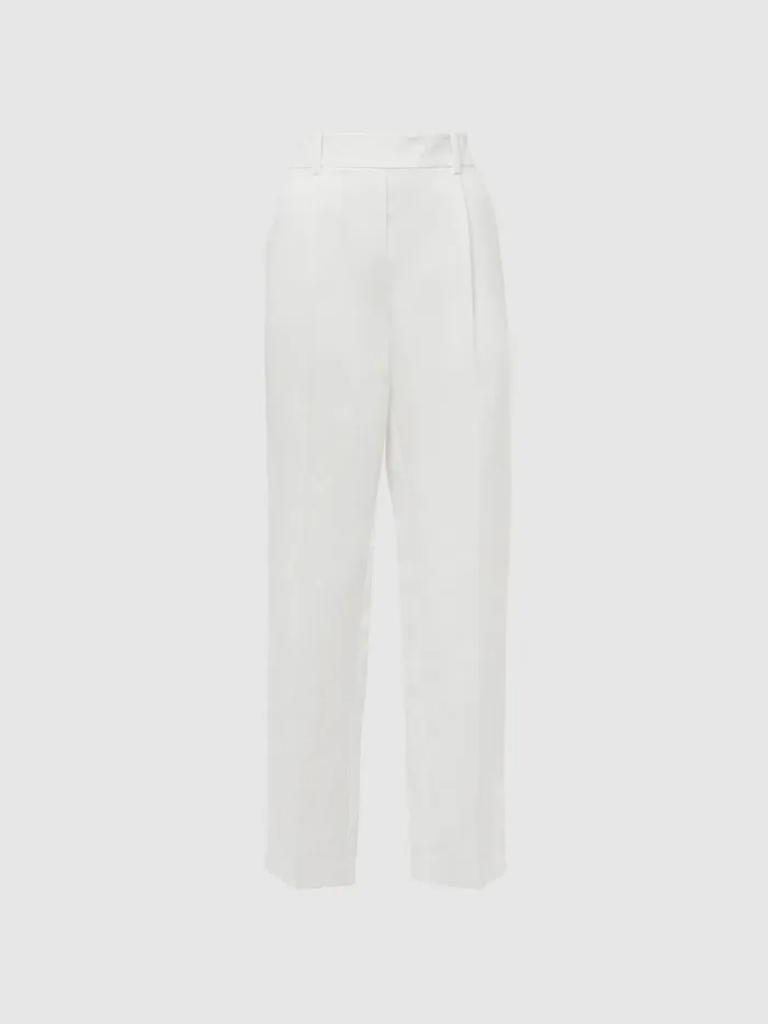 Reiss Trousers Shae Taper Tapered Linen Trousers Khaki 8211 Women