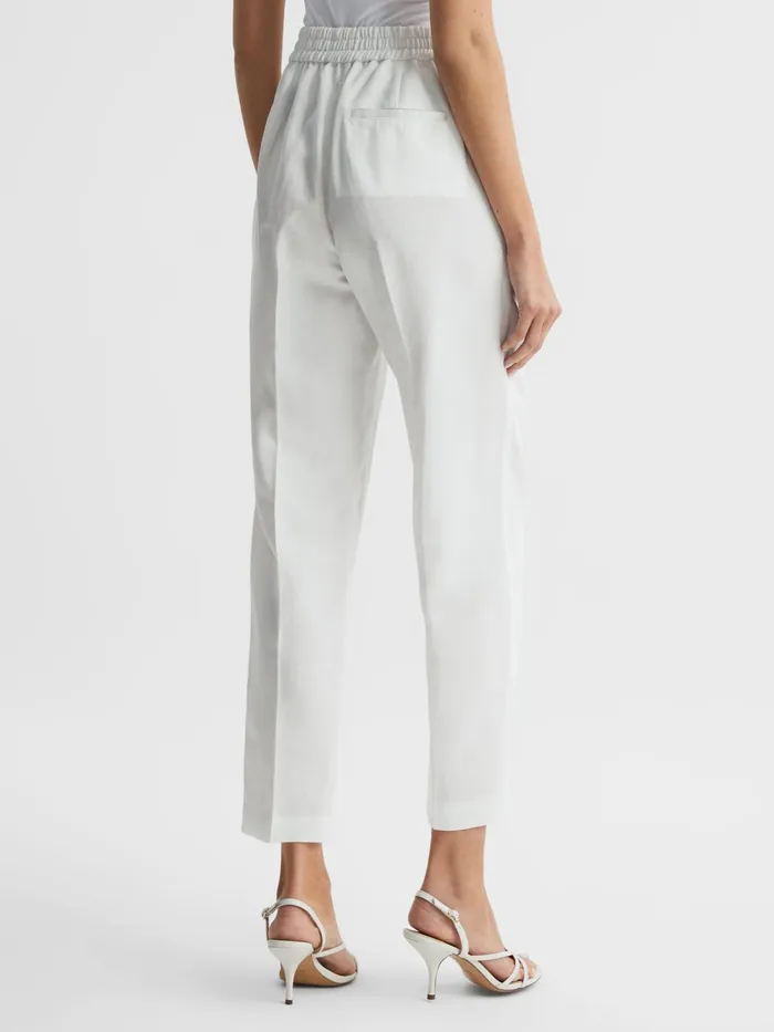 Reiss Trousers Shae Taper Tapered Linen Trousers Khaki 8211 Women