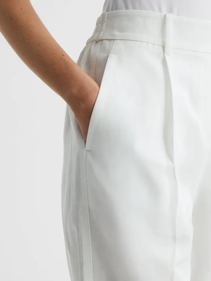 Reiss Trousers Shae Taper Tapered Linen Trousers Khaki 8211 Women