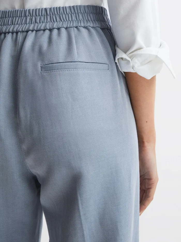 Reiss Trousers Shae Taper Tapered Linen Trousers Pale Blue 8211 Women
