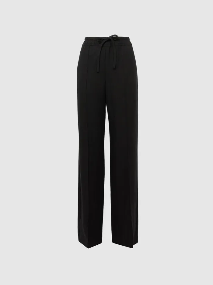 Reiss Trousers Shae Wide Wide Leg Linen Trousers Black 8211 Women