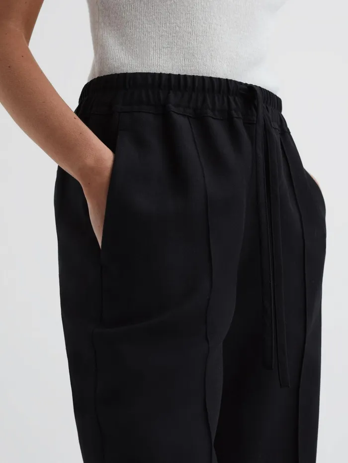 Reiss Trousers Shae Wide Wide Leg Linen Trousers Black 8211 Women