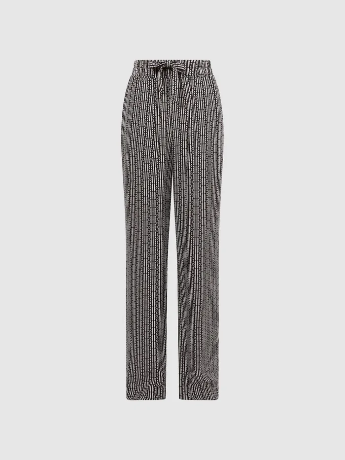 Reiss Trousers Sky Printed Wide Leg Trousers Black 8211 Women