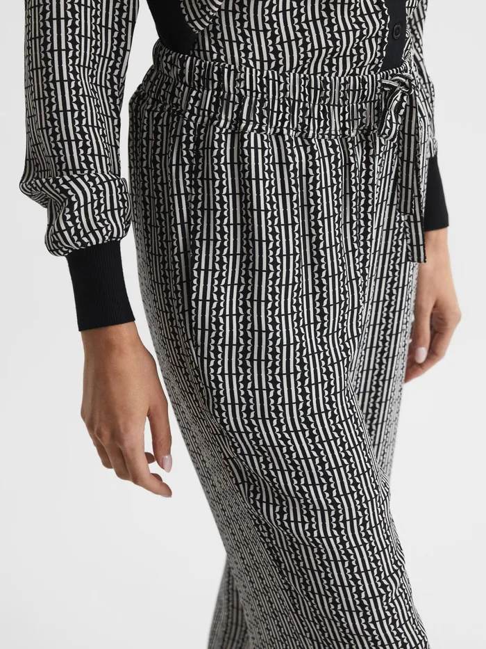 Reiss Trousers Sky Printed Wide Leg Trousers Black 8211 Women