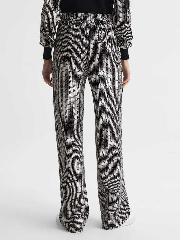 Reiss Trousers Sky Printed Wide Leg Trousers Black 8211 Women