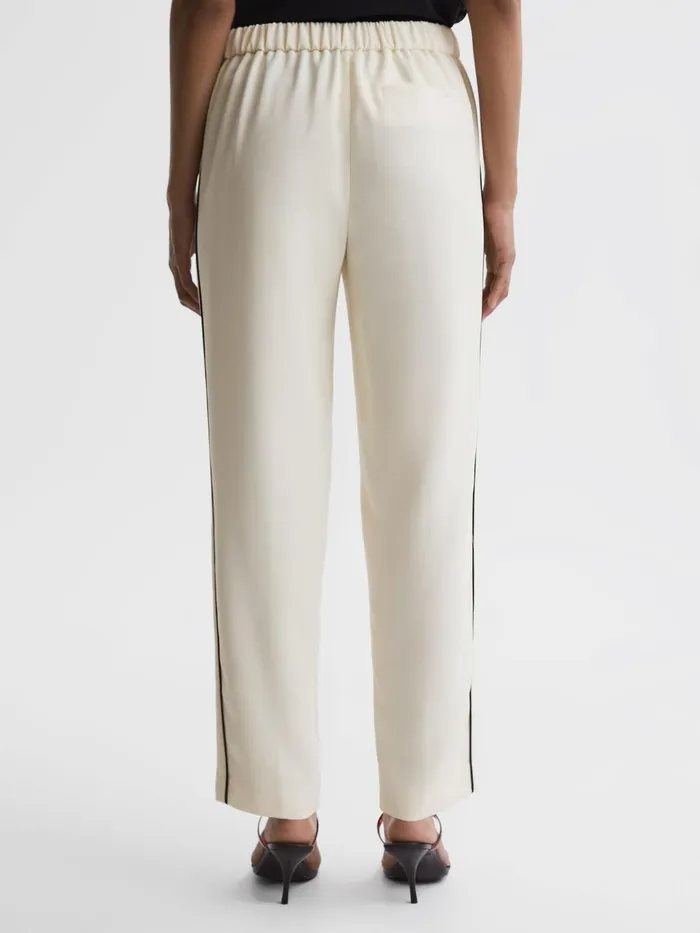 Reiss Trousers Theo Taper Tapered Fit Side Stripe Trousers Cream 8211 Women