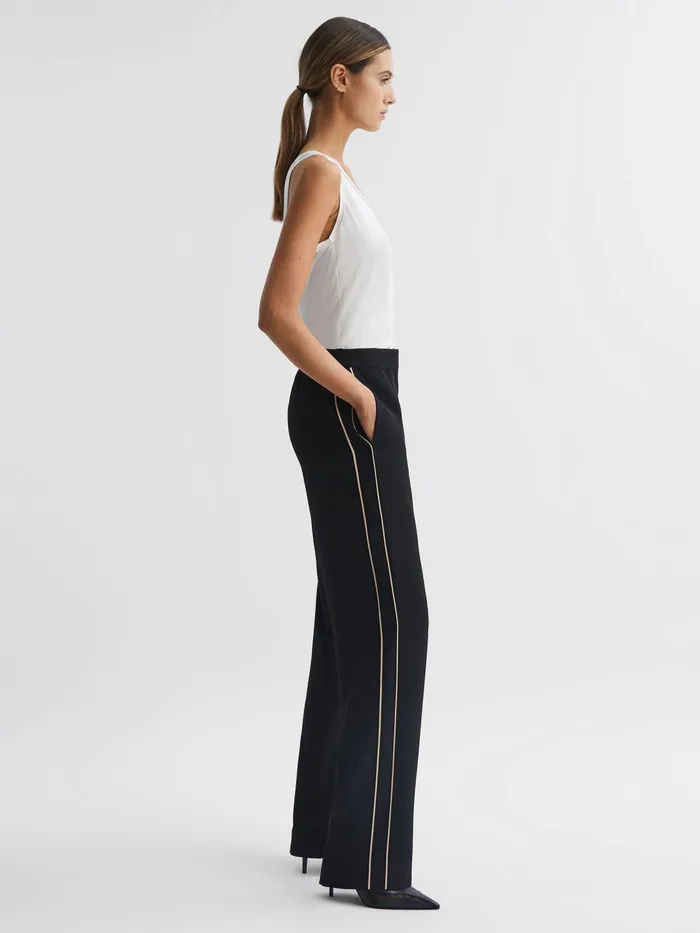 Reiss Trousers Theo Wide Wide Leg Side Stripe Trousers Black 8211 Women