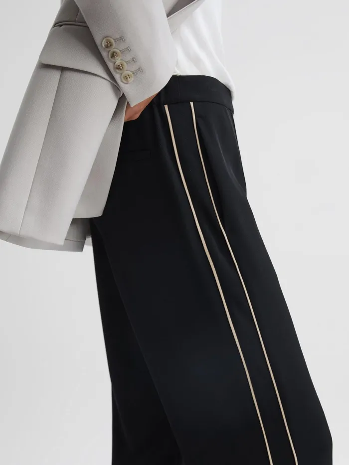 Reiss Trousers Theo Wide Wide Leg Side Stripe Trousers Black 8211 Women