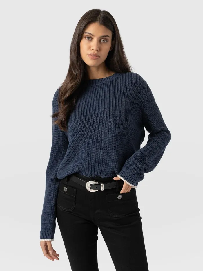 Remy Crop Sweater 8211 Navy Navy Women Saint And Sofia Knitwear