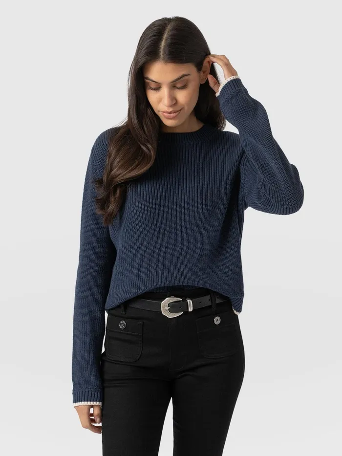 Remy Crop Sweater 8211 Navy Navy Women Saint And Sofia Knitwear