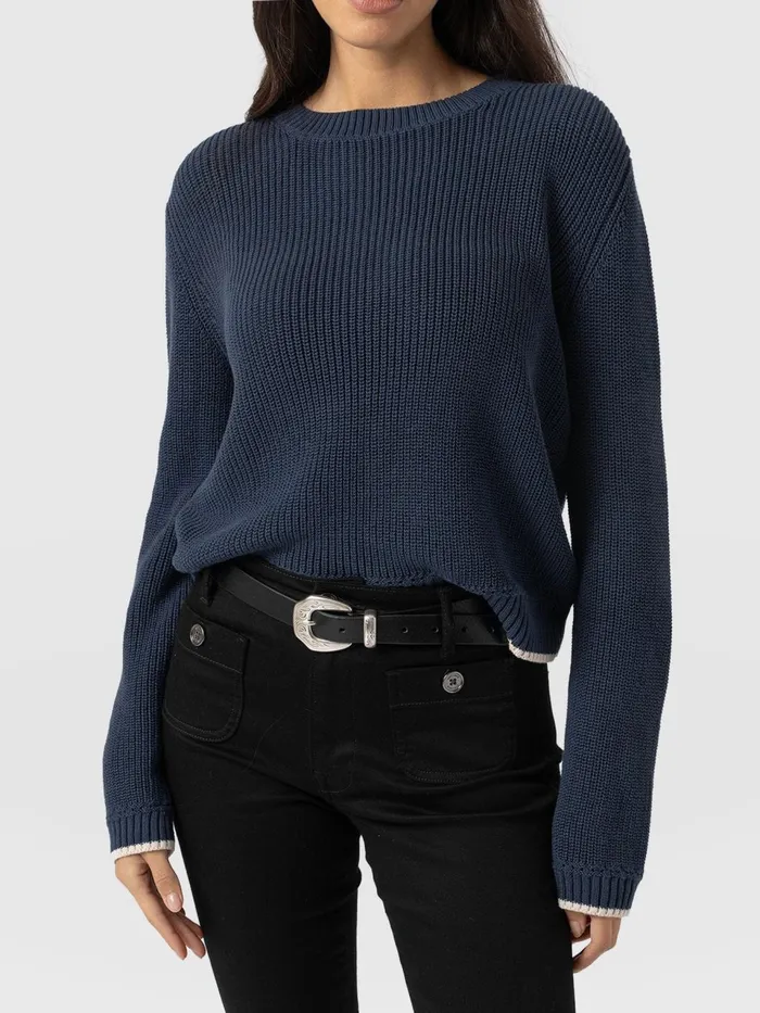 Remy Crop Sweater 8211 Navy Navy Women Saint And Sofia Knitwear