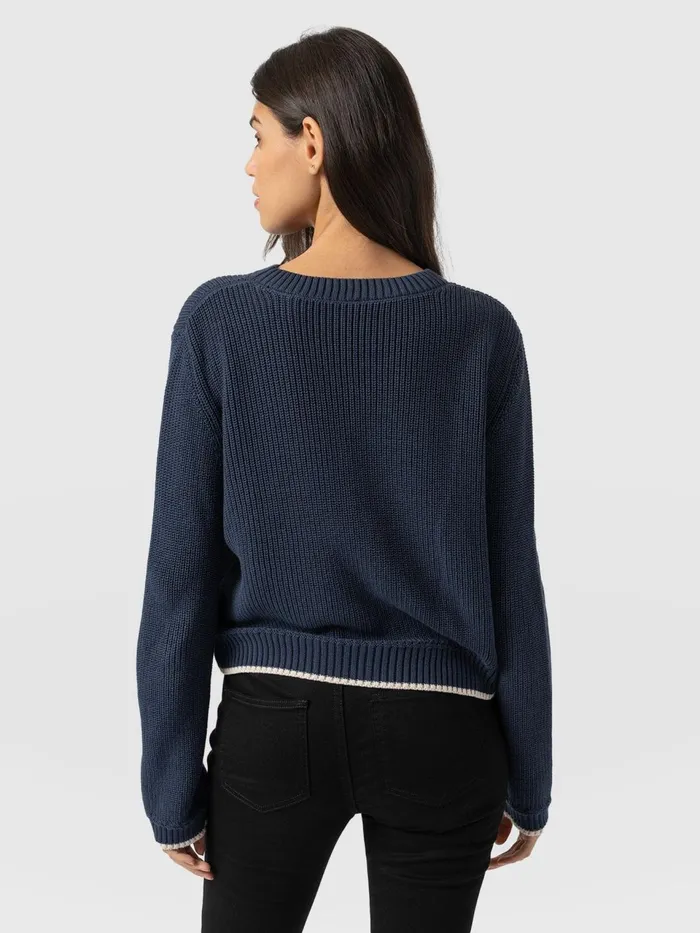 Remy Crop Sweater 8211 Navy Navy Women Saint And Sofia Knitwear