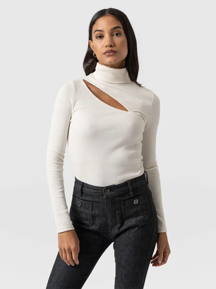 Reveal Turtle Neck 8211 Cream Cream Women Saint And Sofia Casual Tops