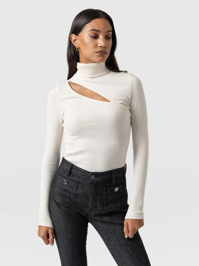 Reveal Turtle Neck 8211 Cream Cream Women Saint And Sofia Casual Tops
