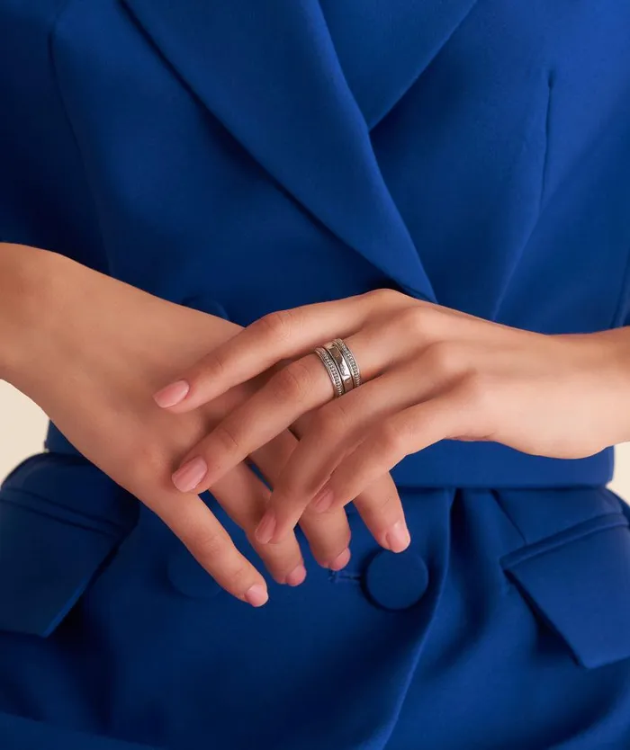 Rings Women Olivia Burton Ever Stacked Silver Tone Rings M