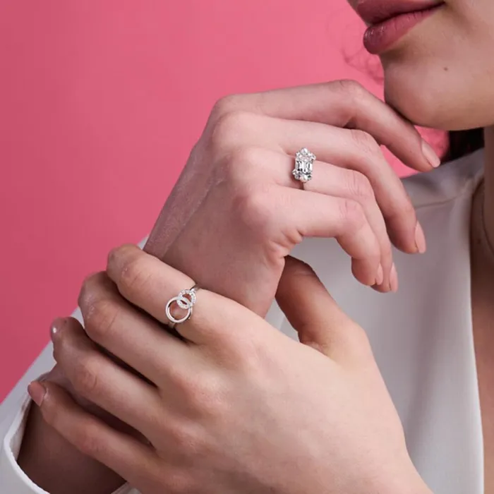 Rings Women Olivia Burton Silver Interlink Ring