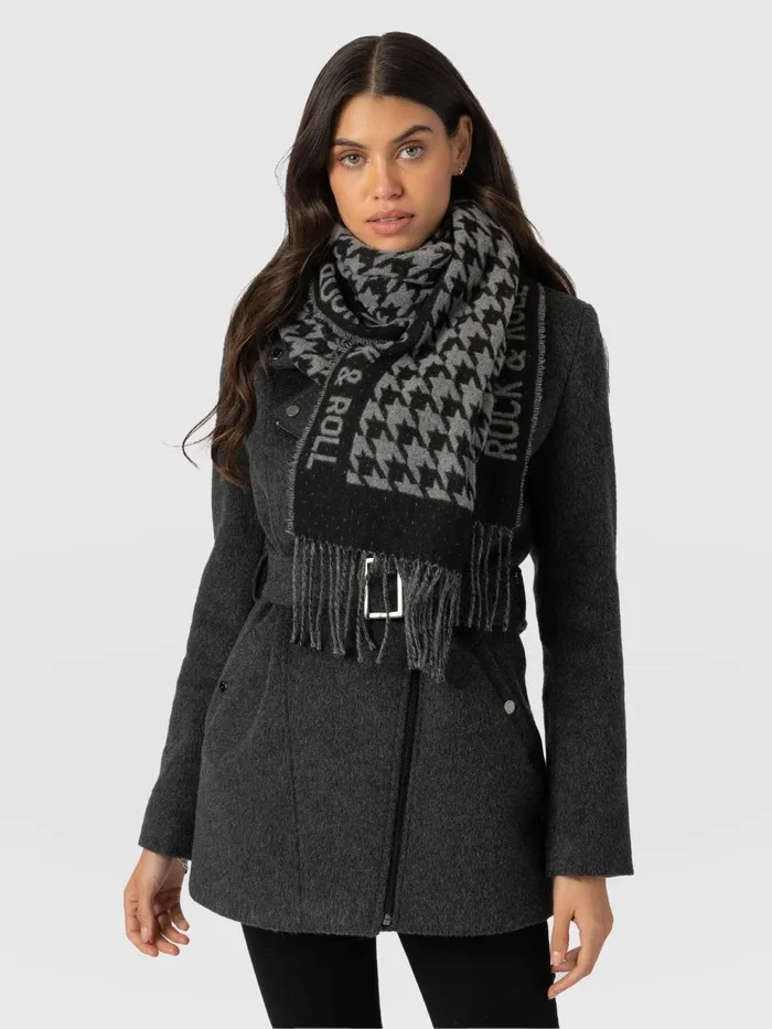 Rock Houndstooth Scarf 8211 BlackGrey Blackgrey Women Saint And Sofia Scarves and Hats