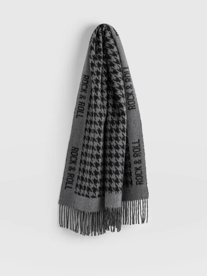 Rock Houndstooth Scarf 8211 BlackGrey Blackgrey Women Saint And Sofia Scarves and Hats