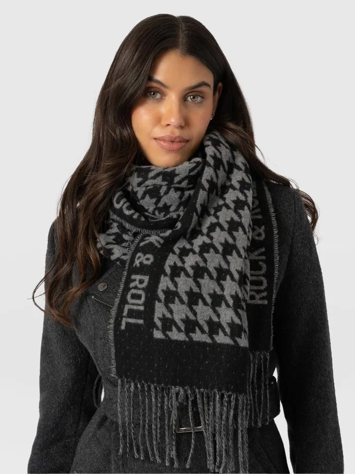 Rock Houndstooth Scarf 8211 BlackGrey Blackgrey Women Saint And Sofia Scarves and Hats
