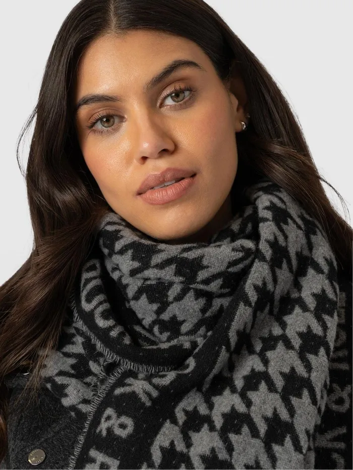 Rock Houndstooth Scarf 8211 BlackGrey Blackgrey Women Saint And Sofia Scarves and Hats