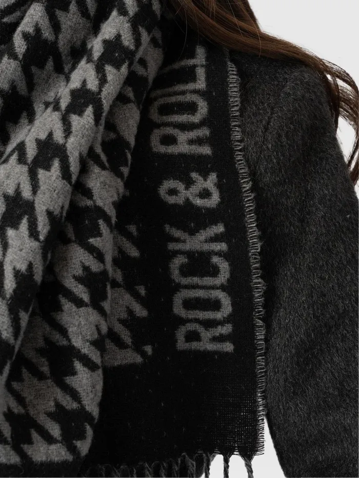 Rock Houndstooth Scarf 8211 BlackGrey Blackgrey Women Saint And Sofia Scarves and Hats