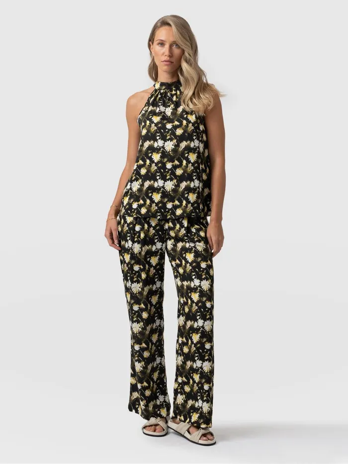 Rowan Wide Leg Pant 8211 Black Daisy Floral Black Daisy Floral Women Saint And Sofia Pants Rowan Wide Leg Pant 8211 Black Daisy Floral Black Daisy Floral Women Saint And Sofia Pants