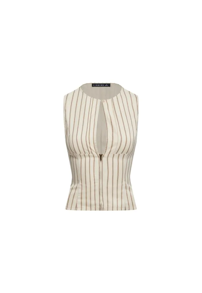 Sets and Coords Women Lioness Fashion BEBE TOP Cream Stripe Sets and Coords Women Lioness Fashion BEBE TOP Cream Stripe